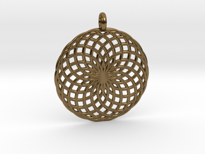 18 Ring Pendant - Flower of Life in Polished Bronze