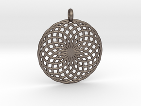 18 Ring Pendant - Flower of Life in Polished Bronzed Silver Steel
