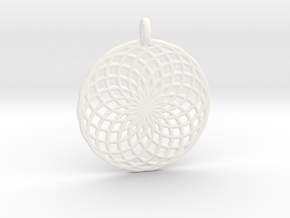18 Ring Pendant - Flower of Life in White Processed Versatile Plastic