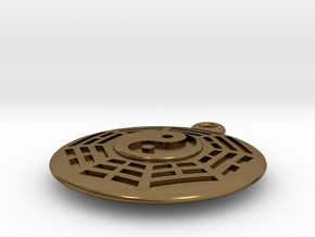 Yin Yang Keychain with Fuxi Bagua in Polished Bronze