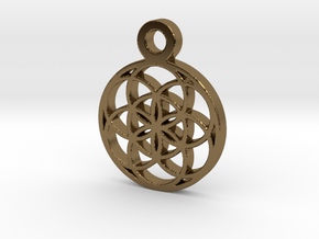 Seed Of Life Pendant in Polished Bronze