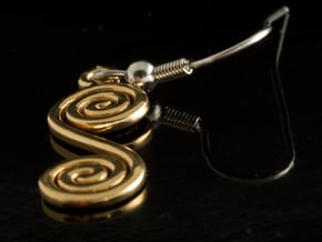 Spirals earring or pendant in Polished Brass
