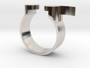 Semi Colon Ring Size 8 in Platinum