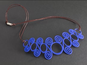 Spirals & Circles Necklace in Blue Processed Versatile Plastic