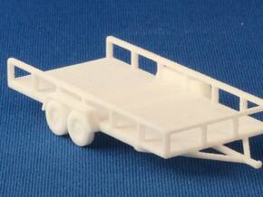 HO Scale Four set of Flat Bed Trailer in White Natural Versatile Plastic