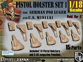 1-18 German-US WWII Pistol Holsters in Tan Fine Detail Plastic