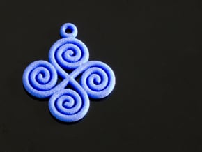 4 Spiral pendant in Blue Processed Versatile Plastic