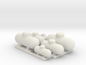 Propane Tank Assortment N 160:1 Scale qty (6) in White Natural Versatile Plastic
