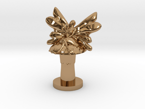Fairy on Toadstool in Polished Brass