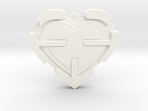 Heart Pendant  in White Processed Versatile Plastic