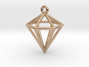3D Diamond Pendant in 14k Rose Gold Plated Brass