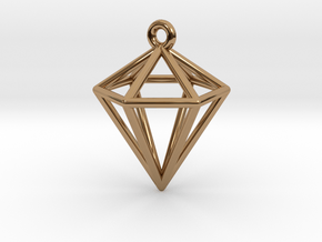 3D Diamond Pendant in Polished Brass