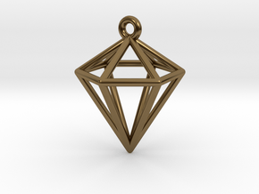 3D Diamond Pendant in Polished Bronze