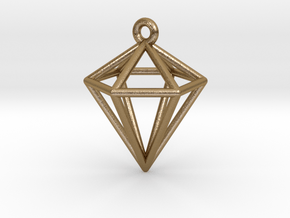 3D Diamond Pendant in Polished Gold Steel