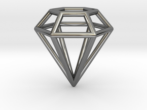 Pendant 'Diamond 3D' in Fine Detail Polished Silver