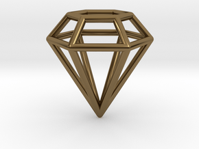 Pendant 'Diamond 3D' in Polished Bronze