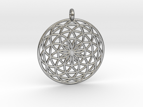 Flower of Life - Pendant 3 in Natural Silver