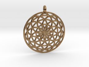 Flower of Life - Pendant 3 in Natural Brass