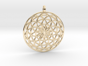 Flower of Life - Pendant 3 in 14k Gold Plated Brass