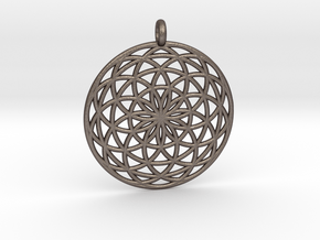 Flower of Life - Pendant 3 in Polished Bronzed Silver Steel