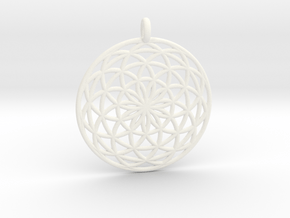 Flower of Life - Pendant 3 in White Processed Versatile Plastic
