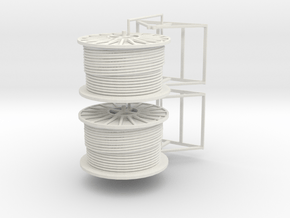 1/50th Pair of Cable Reel Spools on mounts in White Natural Versatile Plastic