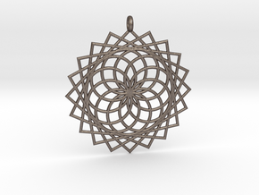 Flower of Life - Pendant 4 in Polished Bronzed Silver Steel