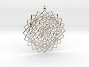Flower of Life - Pendant 5 in Rhodium Plated Brass