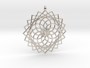 Flower of Life - Pendant 4 in Rhodium Plated Brass