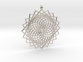 Flower of Life - Pendant 6 in Rhodium Plated Brass