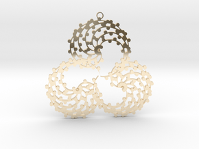 TriSwirl with balls Pendant  in 14K Yellow Gold