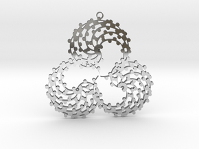 TriSwirl with balls Pendant  in Fine Detail Polished Silver