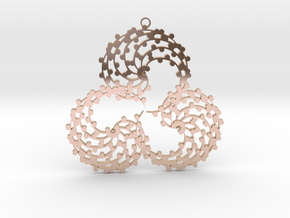 TriSwirl with balls Pendant  in 14k Rose Gold Plated Brass