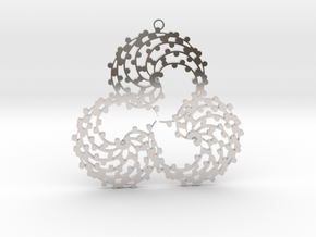TriSwirl with balls Pendant  in Rhodium Plated Brass