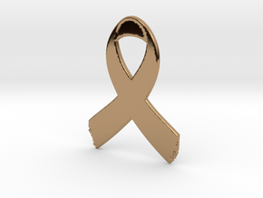Awareness Ribbon Keychain in Polished Brass