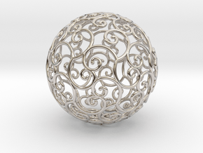 Triskel celtic sphere 3b ( 2,8+4 - 4 cm ) in Rhodium Plated Brass