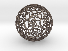 Triskel celtic sphere 3 (2,8+4) in Polished Bronzed Silver Steel