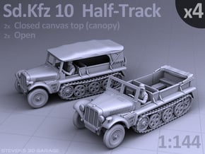 Sd.Kfz 10  Half-Track  (4 pack) in Smooth Fine Detail Plastic