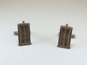 Doctor Who: TARDIS Cufflinks   in Polished Bronzed Silver Steel