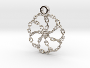 Chain Link Pendant in Rhodium Plated Brass