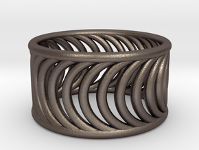 Ring of Rings V4 - 18.5mm Diam in Polished Bronzed Silver Steel