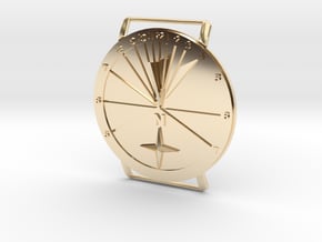 27.75N Sundial Wristwatch With Compass Rose in 14k Gold Plated Brass