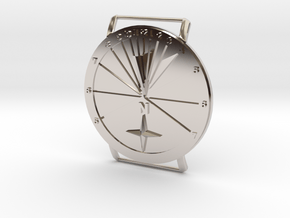 27.75N Sundial Wristwatch With Compass Rose in Rhodium Plated Brass