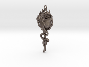 Rose and Snake in Polished Bronzed Silver Steel