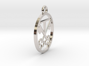 armorial bearings pendant in Rhodium Plated Brass
