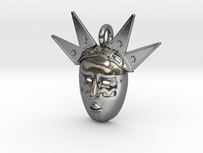 venetian carnival mask pendant in Polished Silver