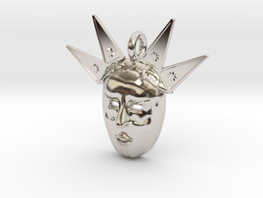 venetian carnival mask pendant in Rhodium Plated Brass