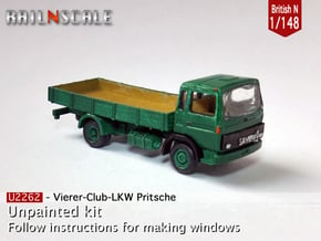 Club-of-4 Flat bed (British N 1:148) in Smooth Fine Detail Plastic