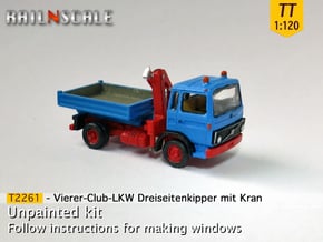 Vierer-Club-LKW Dreiseitenkipper Kran (TT 1:120) in Smooth Fine Detail Plastic