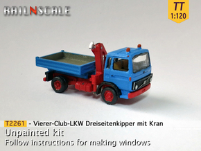Vierer-Club-LKW Dreiseitenkipper Kran (TT 1:120) in Tan Fine Detail Plastic